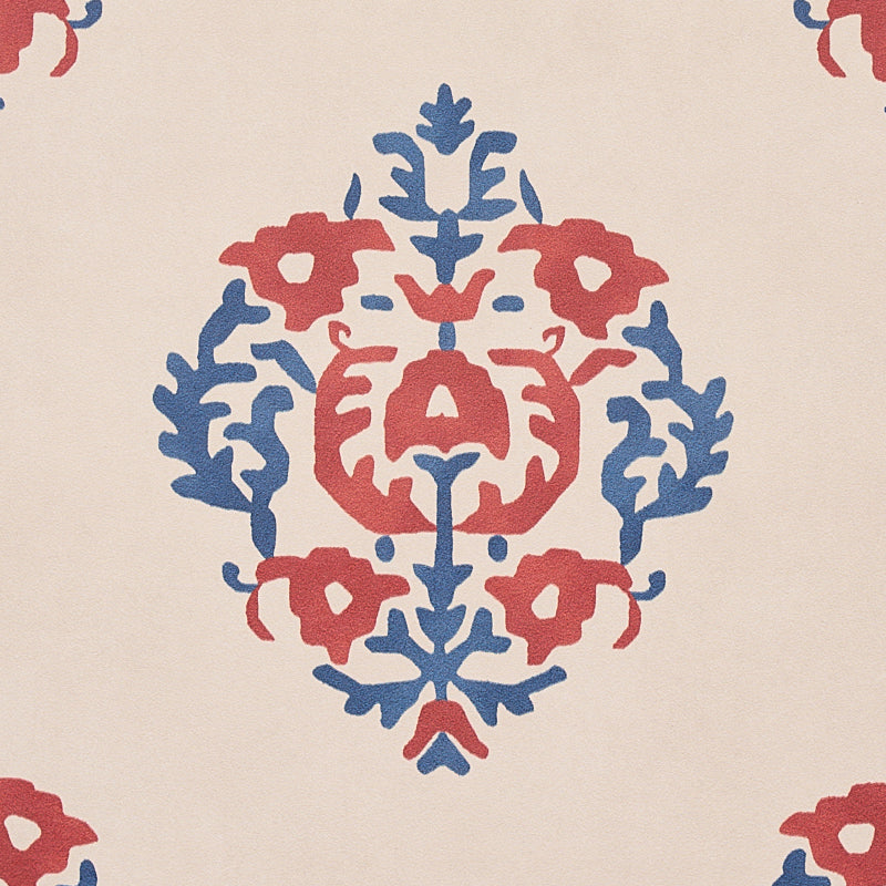 Constantine Red & Blue wallpaper by Schumacher, 5012882 — view 3 - Schumacher Wallpaper