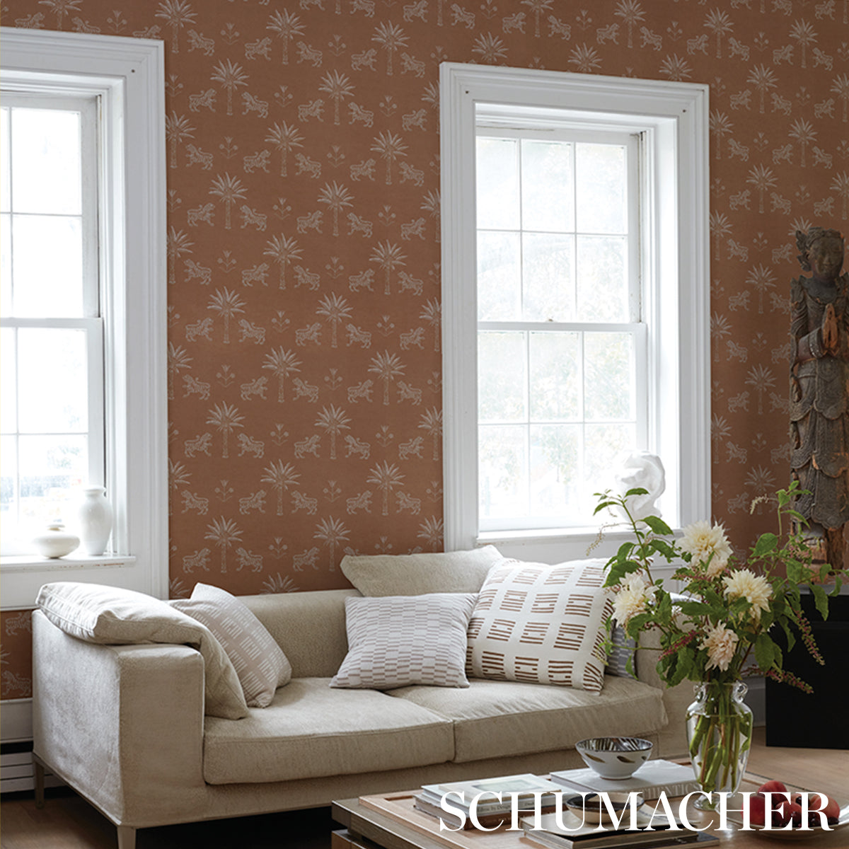 TIGER-PALM-SILHOUETTE-MEDITERRANEAN-SPICE-SCHUMACHER-5012924 - Schumacher Wallpaper
