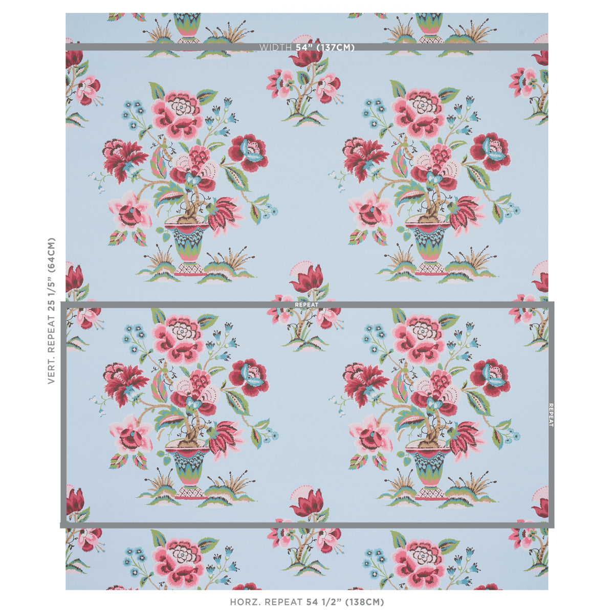 Ashford Rose & Sky wallpaper by Schumacher, 5013180 — view 2 - Schumacher Wallpaper