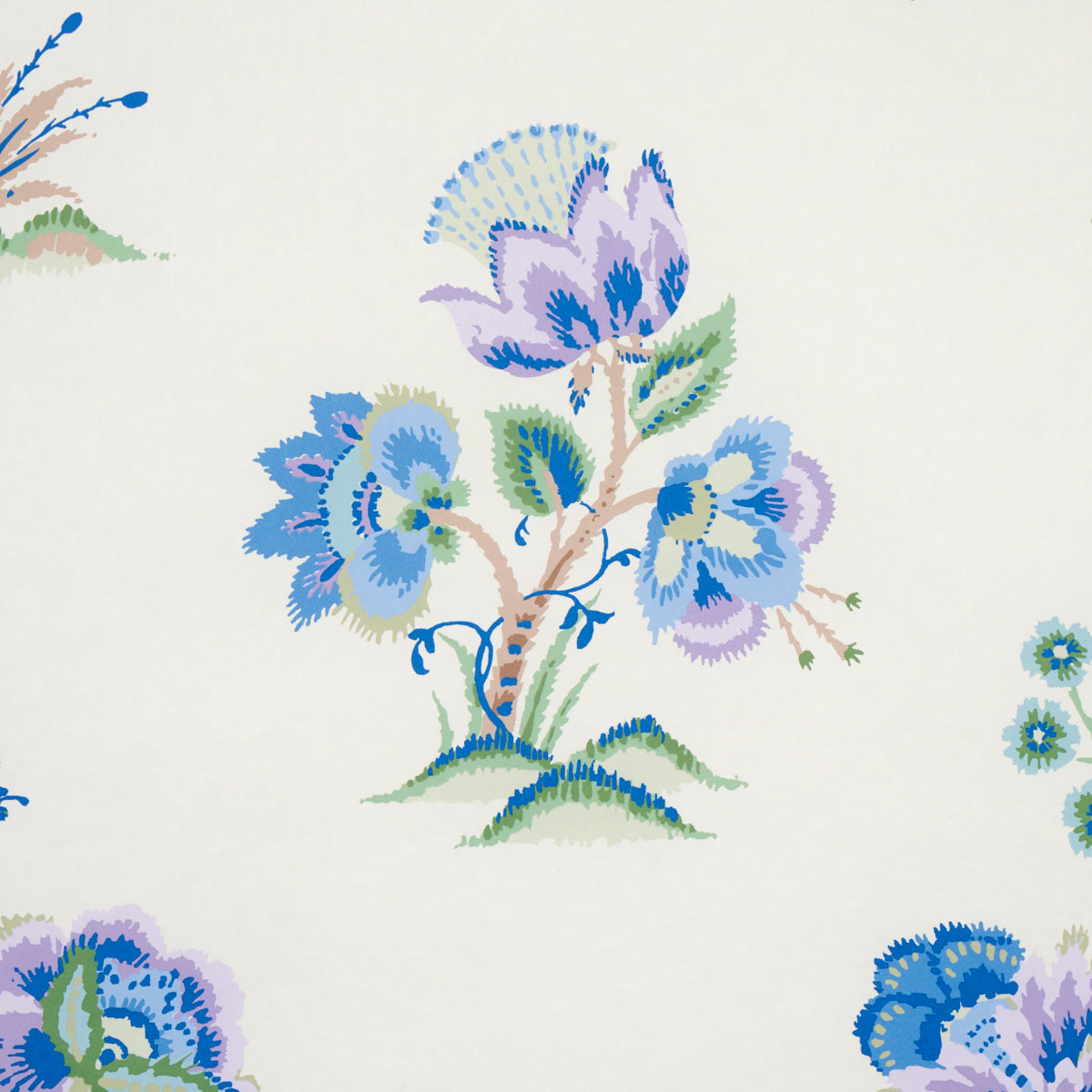 Ashford Cornflower & Lilac wallpaper by Schumacher, 5013181 — view 3 - Schumacher Wallpaper