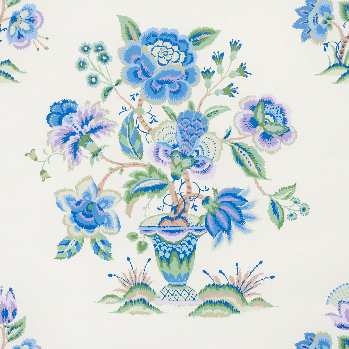 Ashford Cornflower & Lilac wallpaper by Schumacher, 5013181 - Schumacher Wallpaper