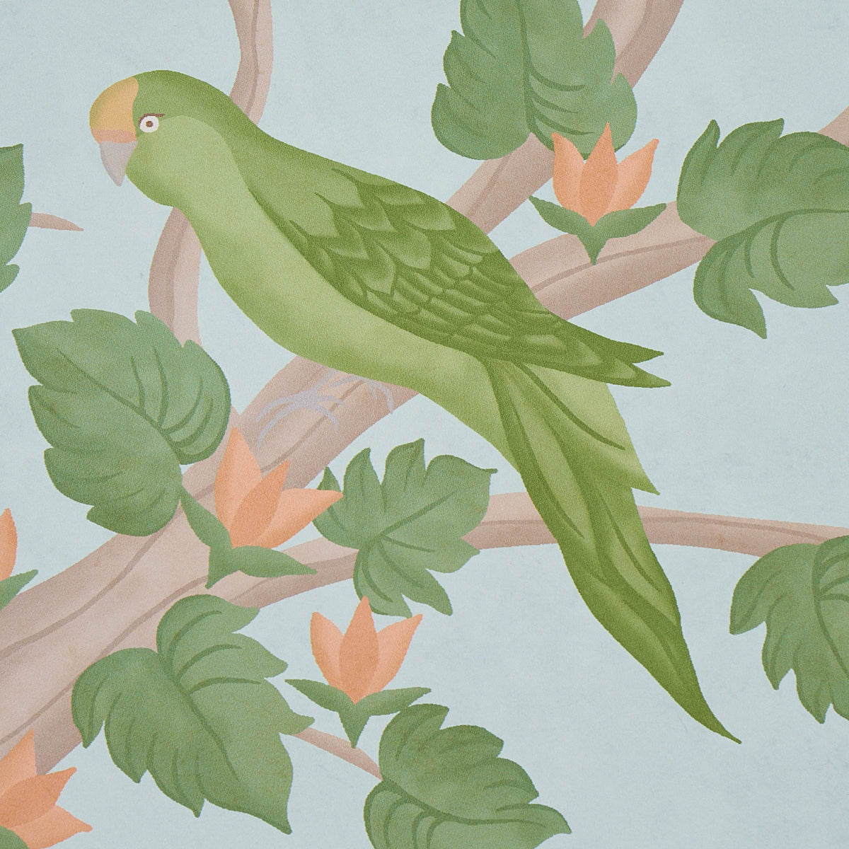 Finches Jungle Panel Set Parchment wallpaper by Schumacher, 5013310 — view 4 - Schumacher Wallpaper