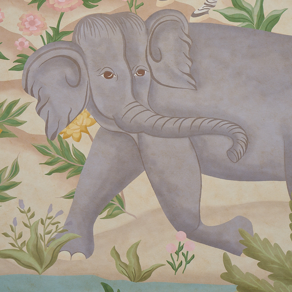 Finches Jungle Panel Set Parchment wallpaper by Schumacher, 5013310 — view 5 - Schumacher Wallpaper
