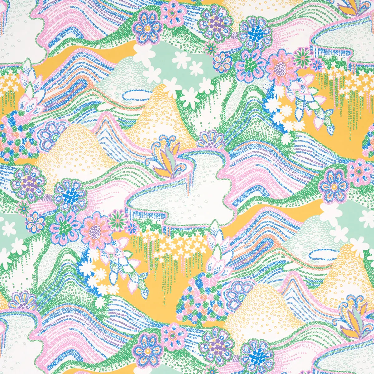 Daisy Chain - Light Multi - Schumacher 5013550 Wallcovering