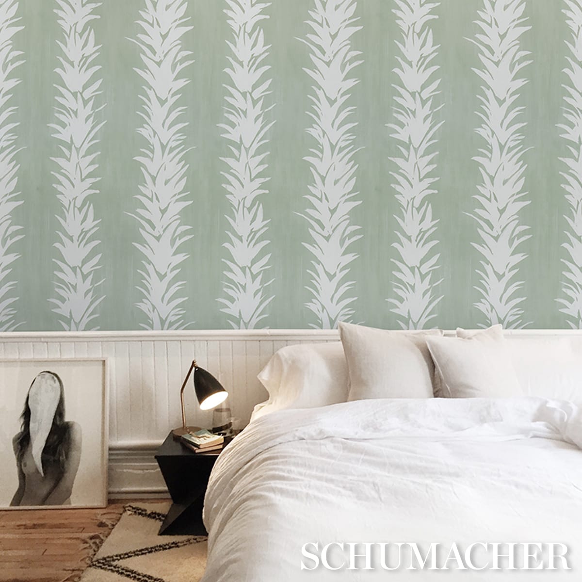 WHITE-LOTUS-COOL-GREEN-SCHUMACHER-5013666 - Schumacher Wallpaper