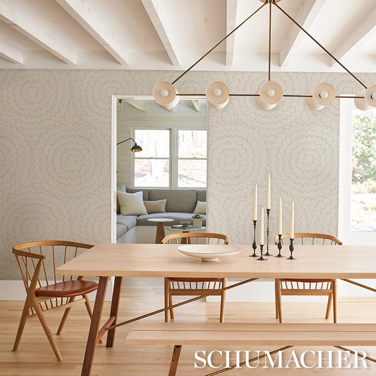 Feather Bloom - Chai - Schumacher 5013824 Wallpaper - Schumacher Wallpaper