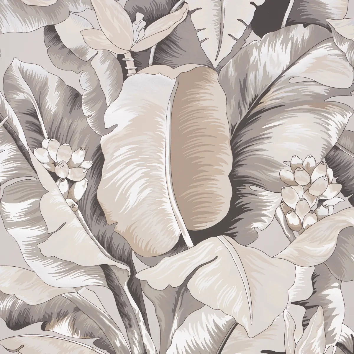 Botanico Metallic - Platinum - Schumacher 5013860 Wallcovering - Schumacher Wallpaper