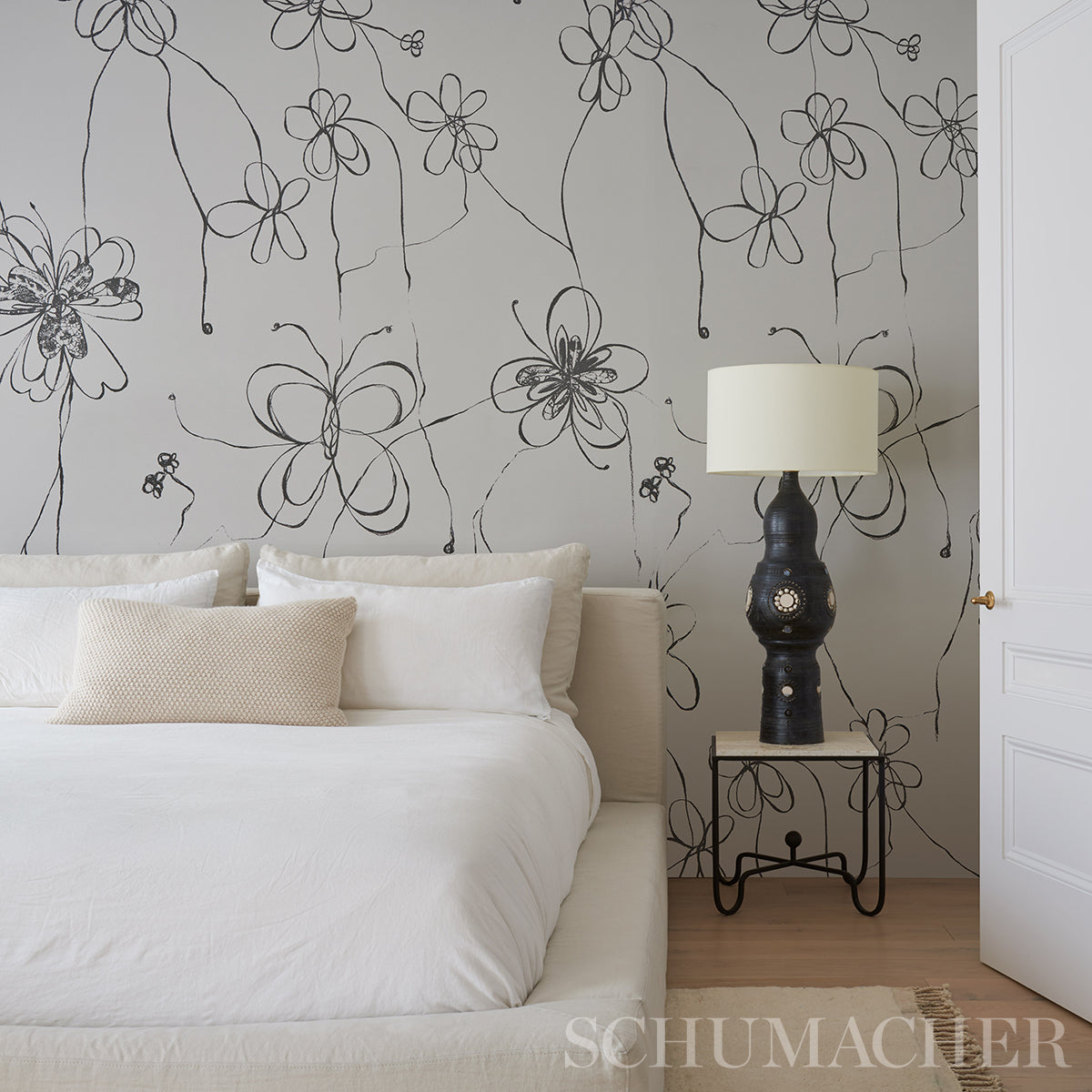 Come Back As A Flower Soft Black wallpaper by Schumacher, 5014090 — view 4 - Schumacher Wallpaper
