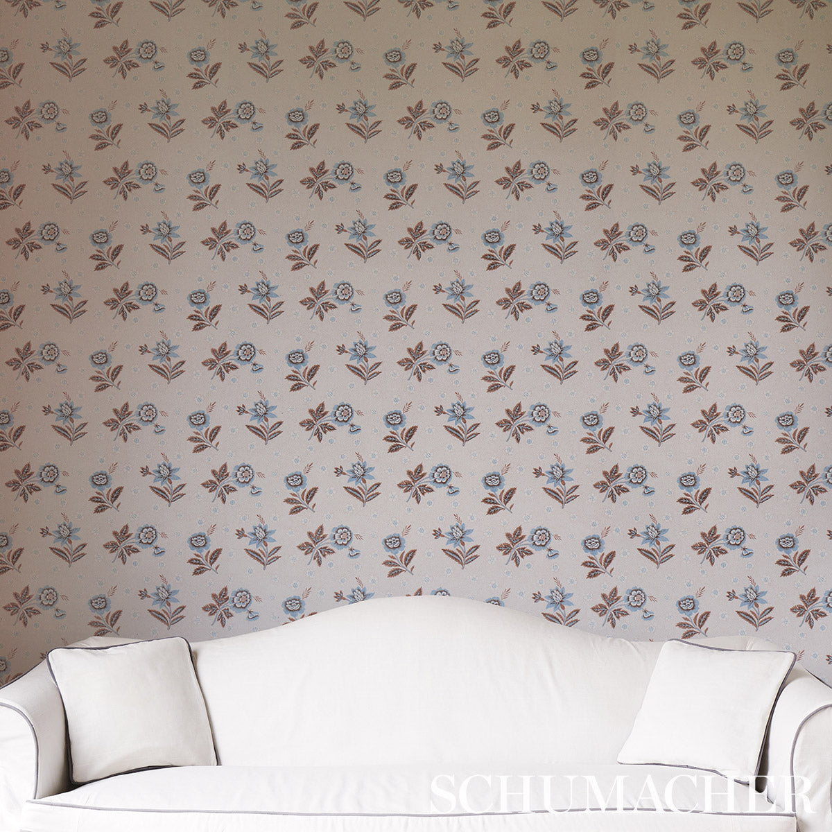 Colline Delft & Sepia wallpaper by Schumacher, 5014222 — view 5 - Schumacher Wallpaper