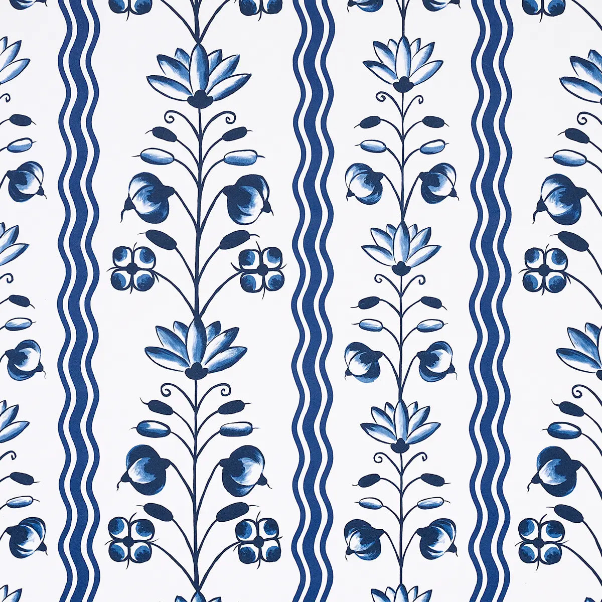 Delft Waves - Blue - Schumacher 5014380 Wallcovering