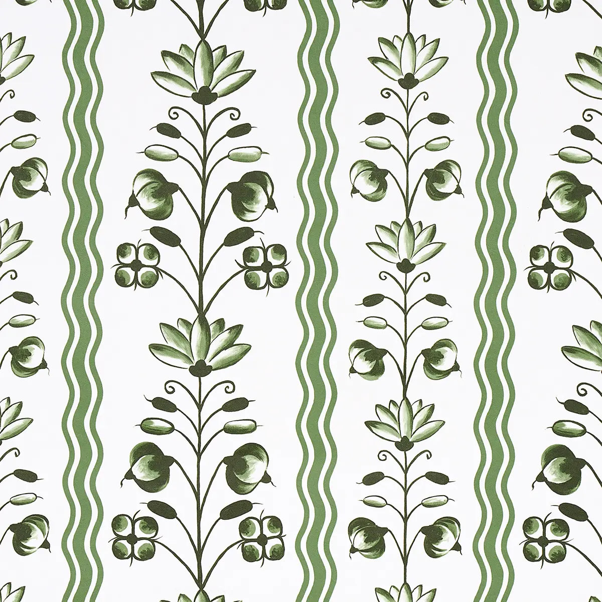 Delft Waves - Green - Schumacher 5014381 Wallcovering - Schumacher Wallpaper