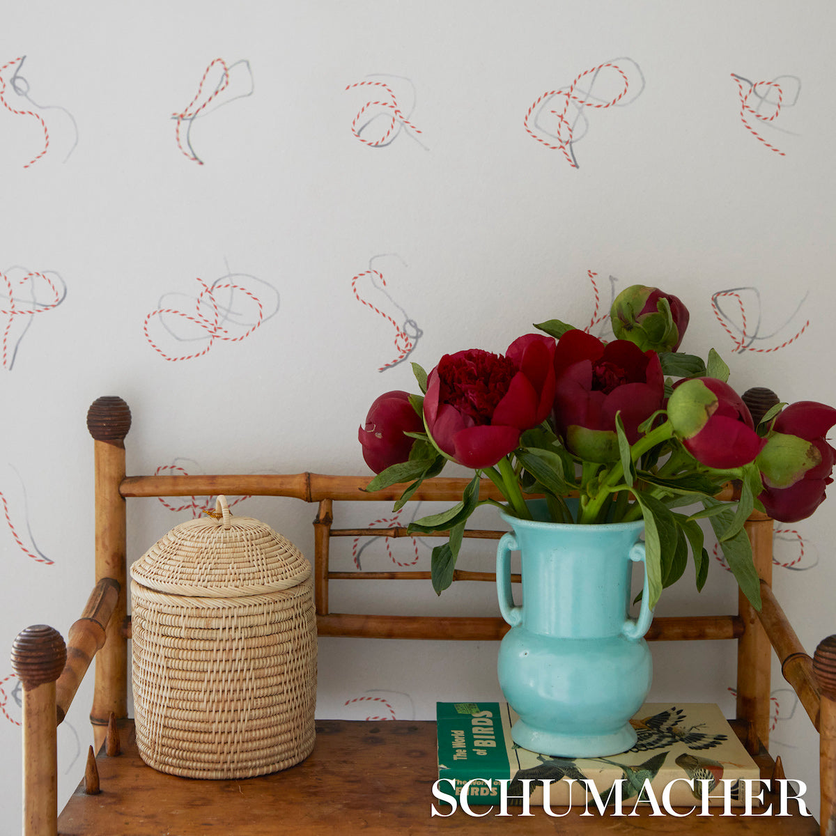 Butcher String Red And White On Ivory wallpaper by Schumacher, 5014470 — view 5 - Schumacher Wallpaper