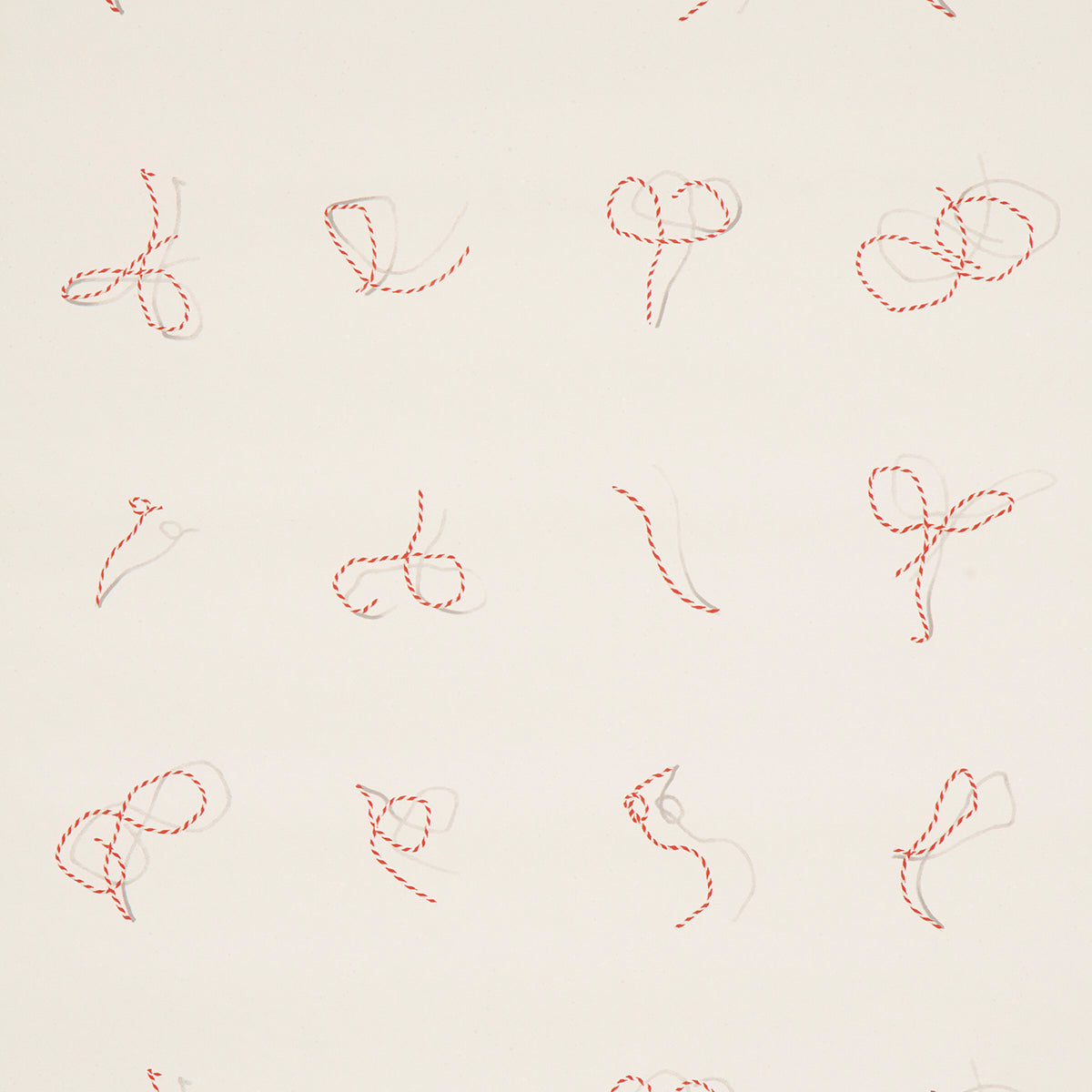 Butcher String Red And White On Ivory wallpaper by Schumacher, 5014470 - Schumacher Wallpaper