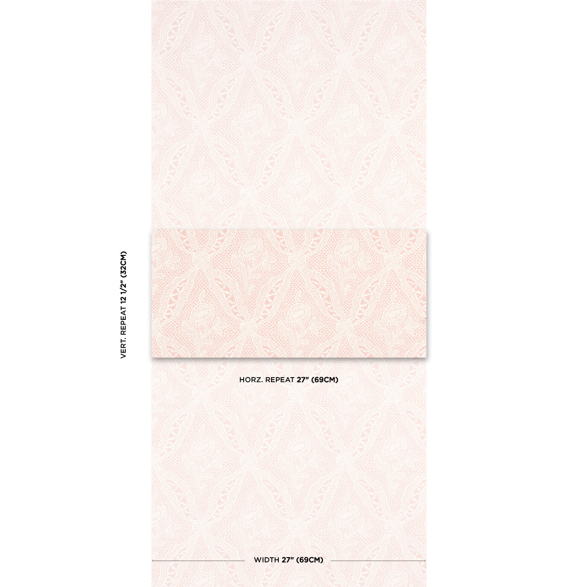 Cosette Lace Blush wallpaper by Schumacher, 5014720 — view 2 - Schumacher Wallpaper