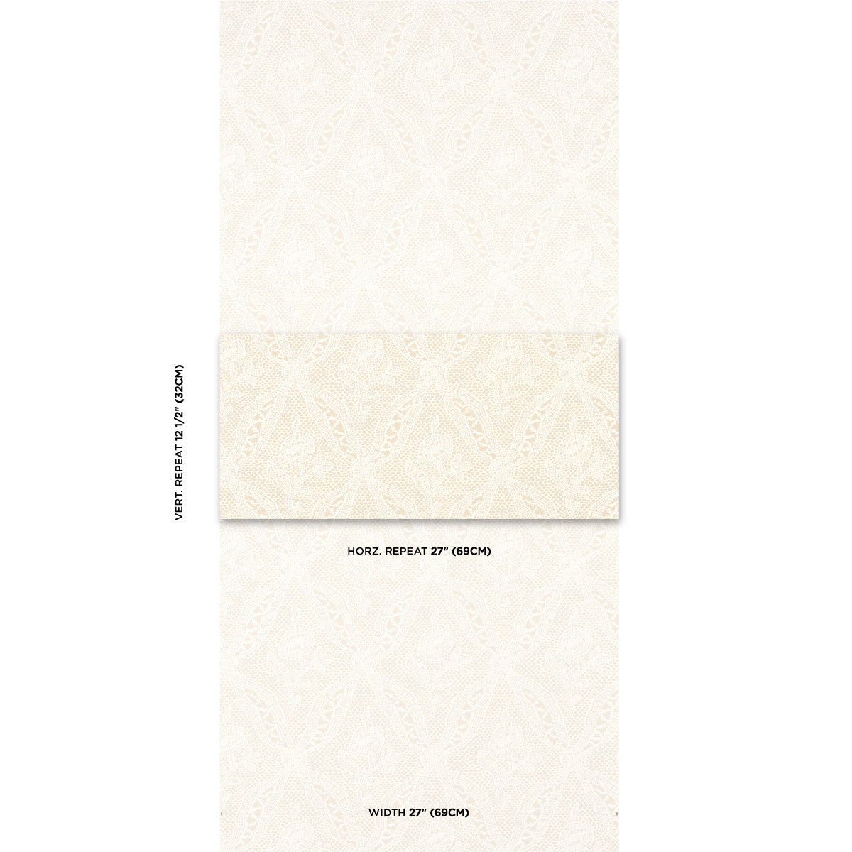 Cosette Lace Sand wallpaper by Schumacher, 5014721 — view 2 - Schumacher Wallpaper