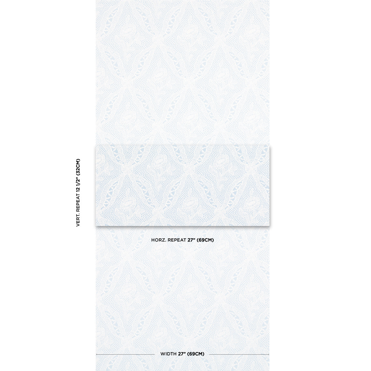 Cosette Lace Cornflower wallpaper by Schumacher, 5014722 — view 2 - Schumacher Wallpaper