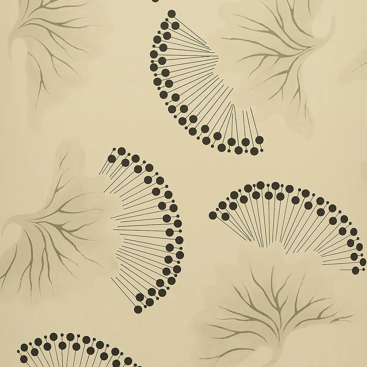 Anemone - Black & White - Schumacher 5014970 Wallcovering - Schumacher Wallpaper