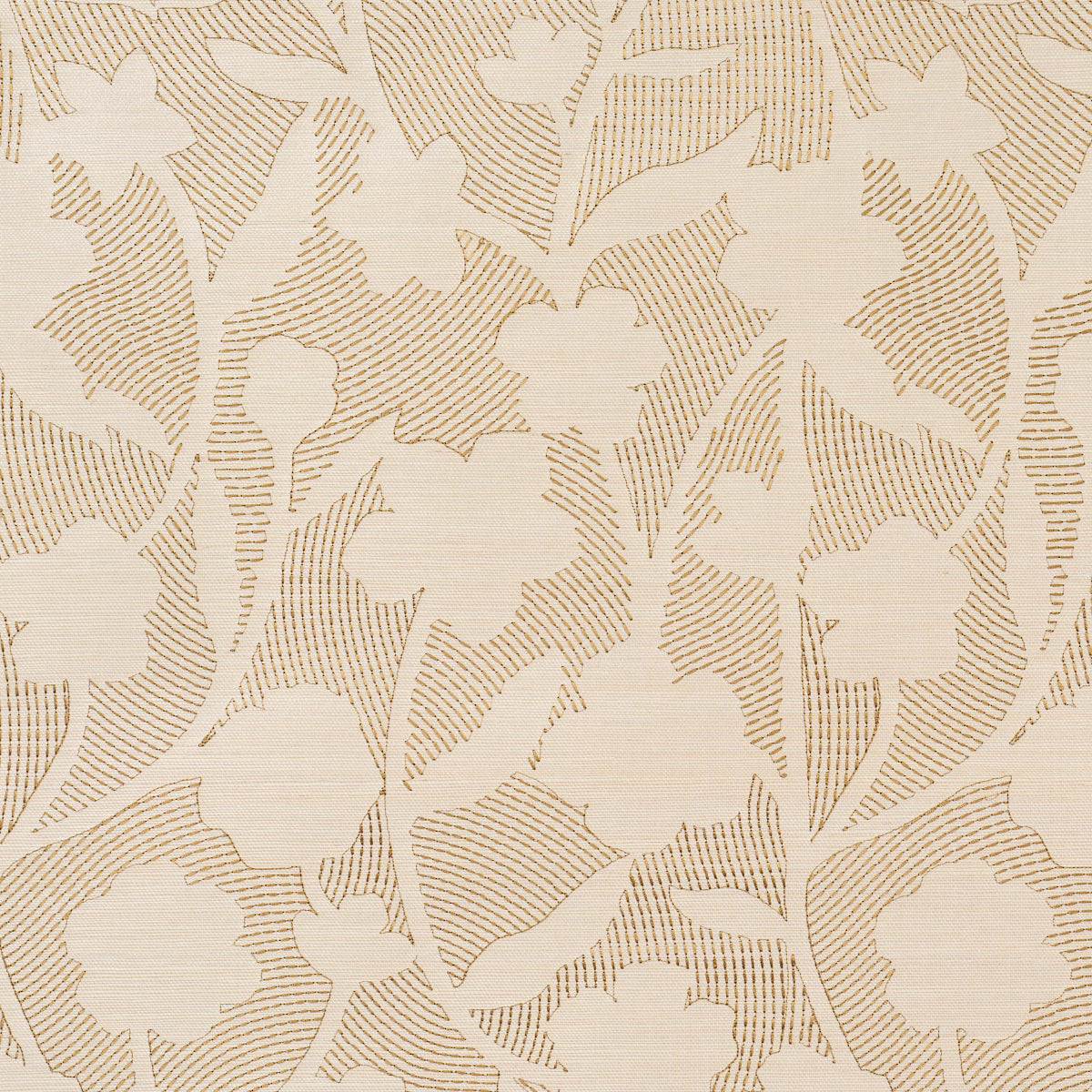 Kantha Embroidered Flower Sisal - Neutral - Schumacher 5015181 Wallpaper - Schumacher Wallpaper