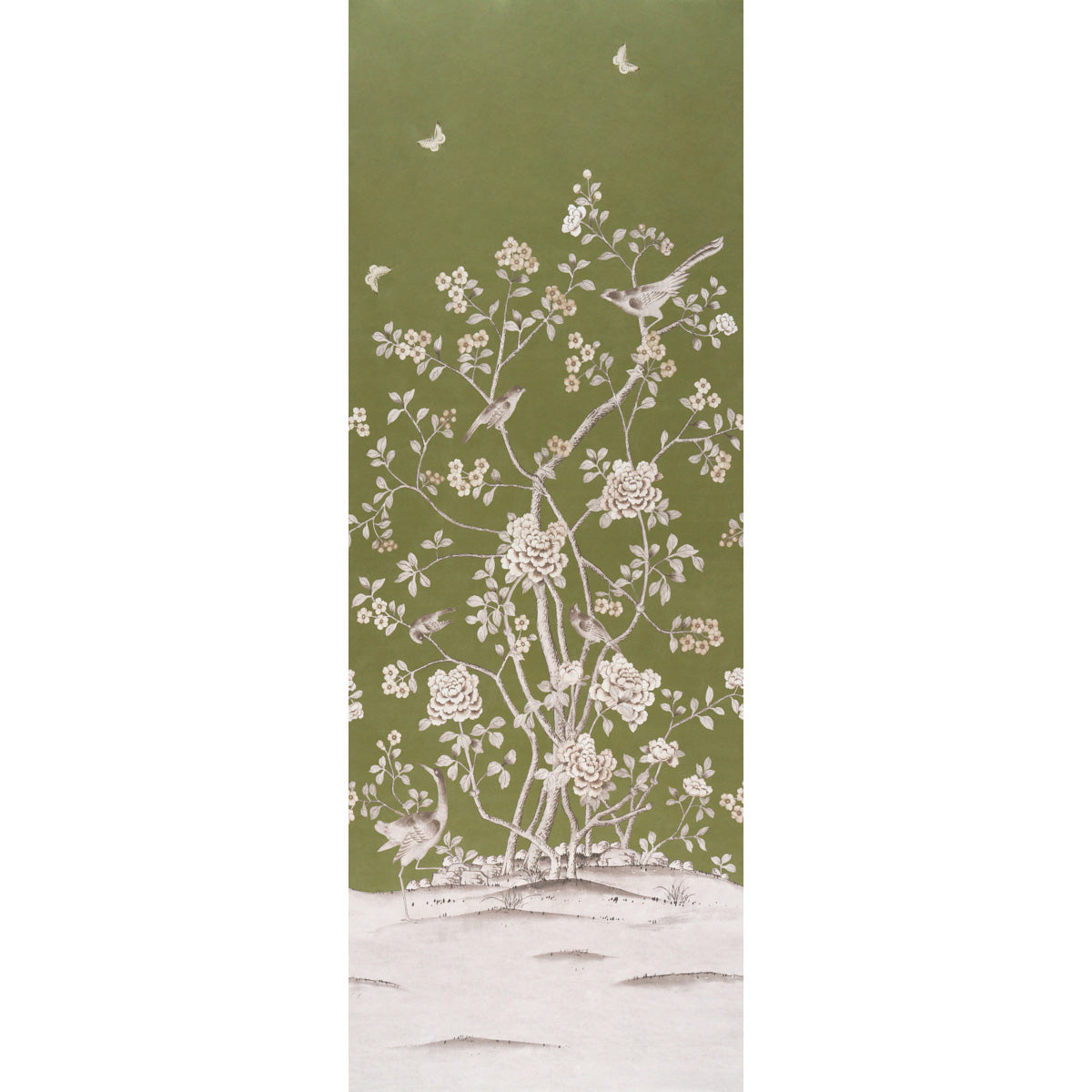 Chinois Palais Panel - Olive - Schumacher 5015442 Wallpaper - Schumacher Wallpaper