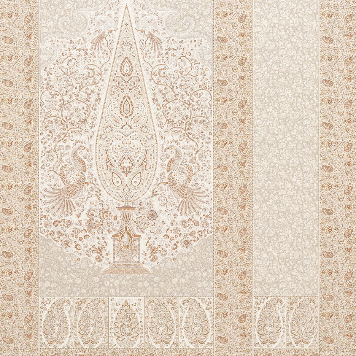 Colmery Paisley Panel Set Parchment wallpaper by Schumacher, 5015511 — view 3 - Schumacher Wallpaper