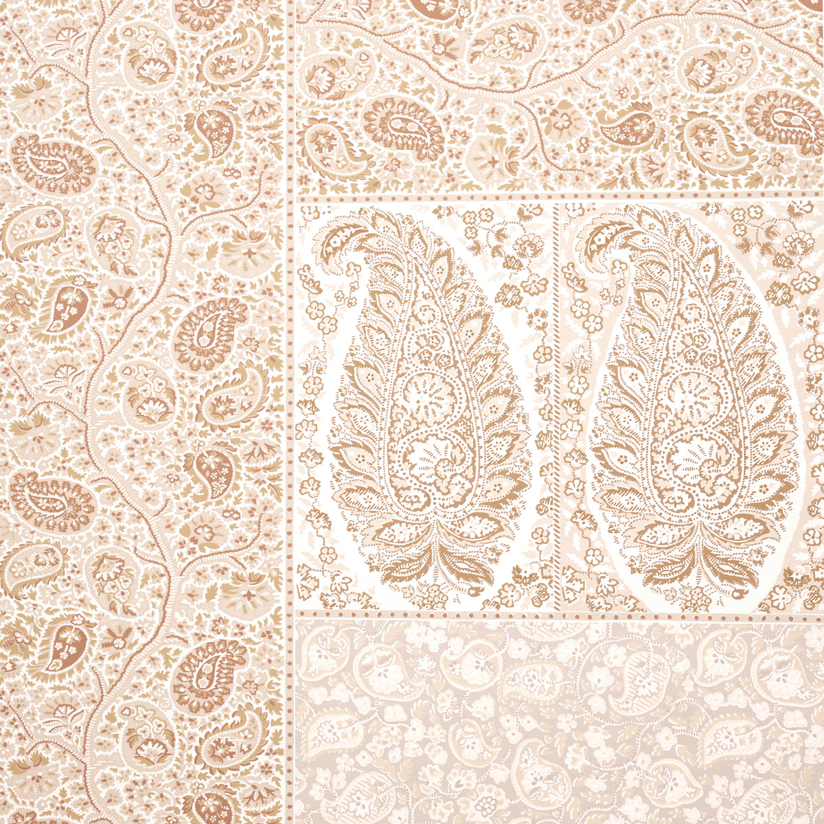 Colmery Paisley Panel Set Parchment wallpaper by Schumacher, 5015511 — view 5 - Schumacher Wallpaper