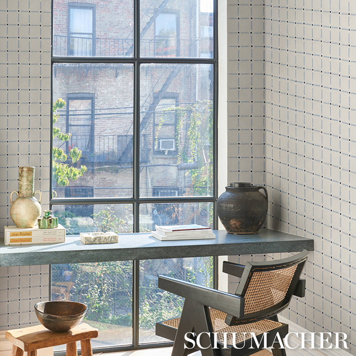 Drifting Grid Sky wallpaper by Schumacher, 5015611 — view 5 - Schumacher Wallpaper