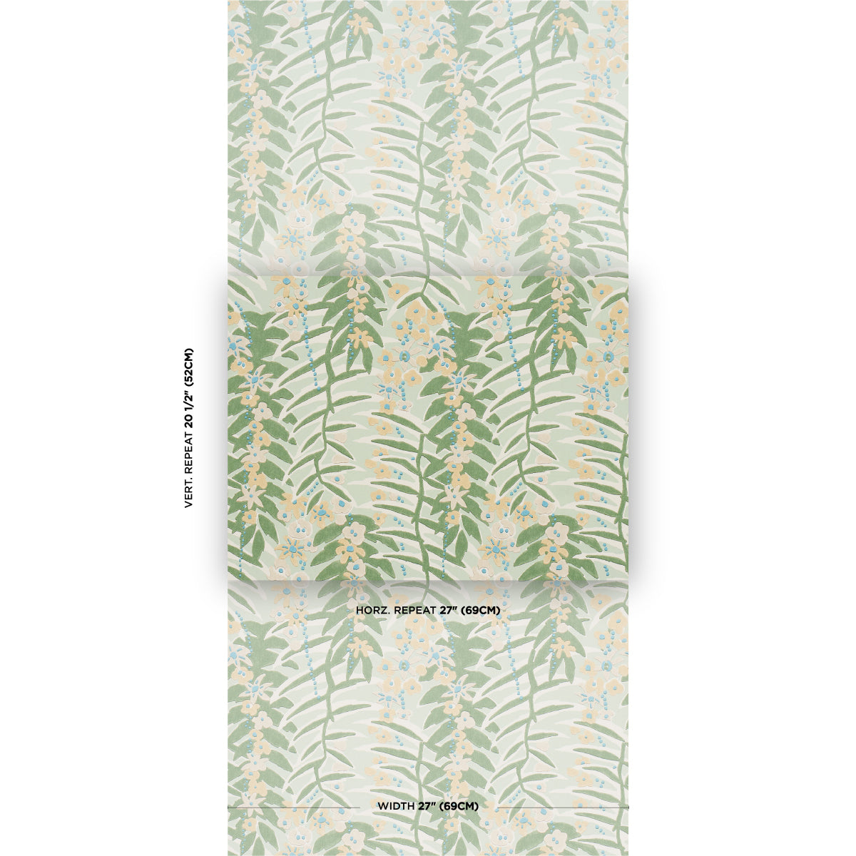 Ashbee Botanical Aqua wallpaper by Schumacher, 5016250 — view 2 - Schumacher Wallpaper