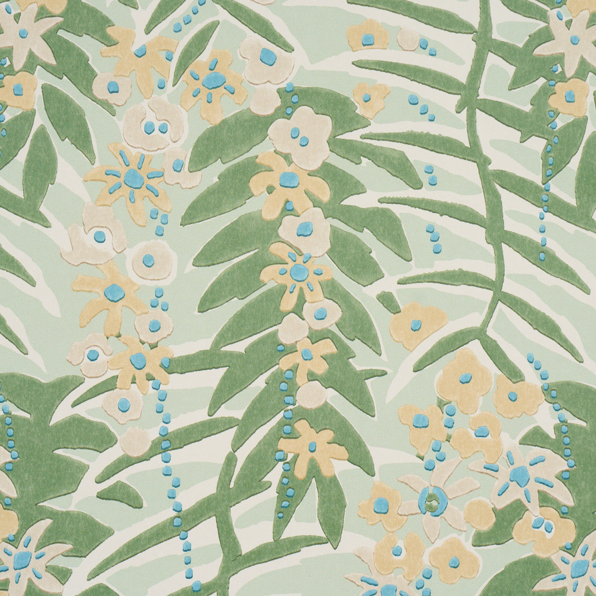 Ashbee Botanical Aqua wallpaper by Schumacher, 5016250 — view 3 - Schumacher Wallpaper
