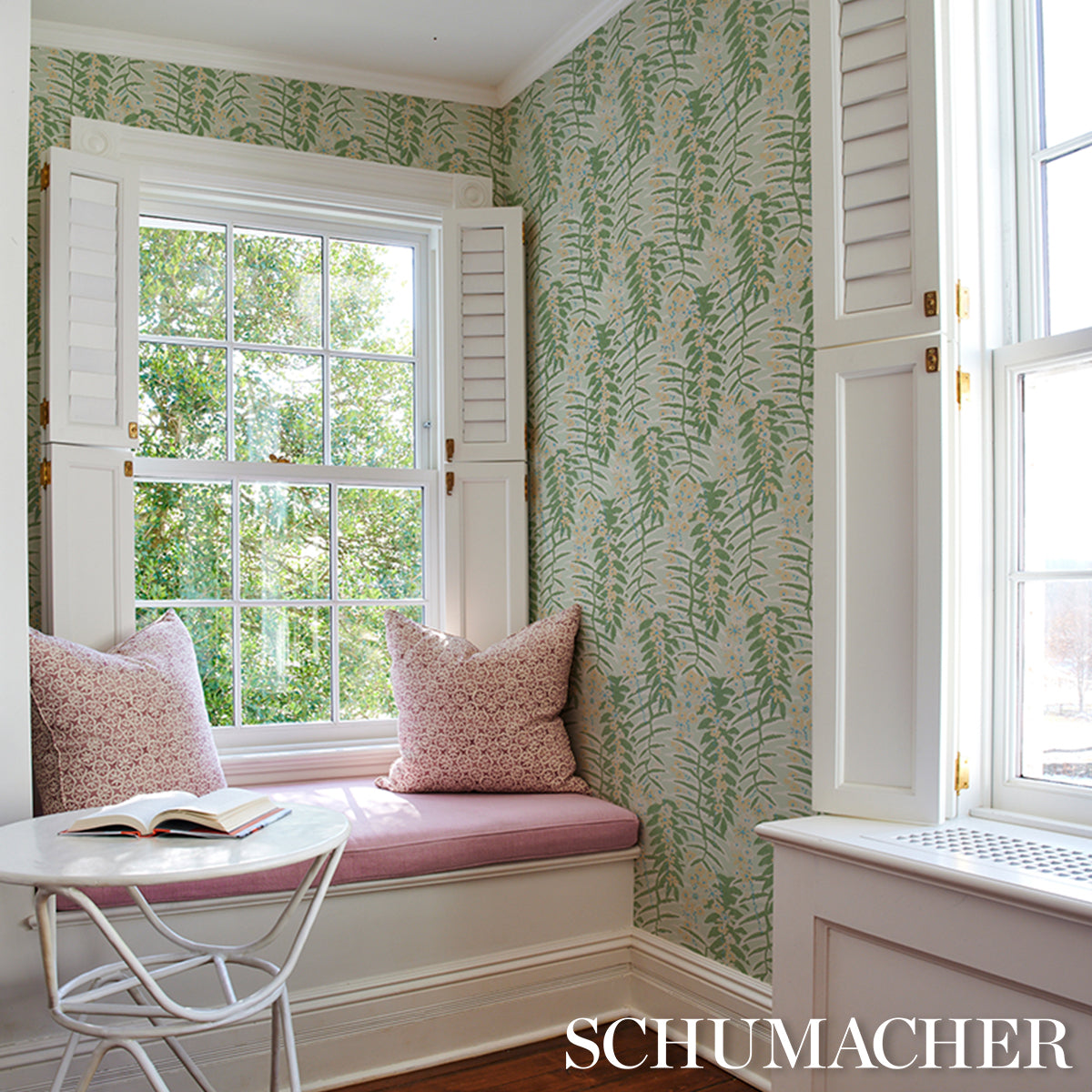 Ashbee Botanical Aqua wallpaper by Schumacher, 5016250 — view 5 - Schumacher Wallpaper