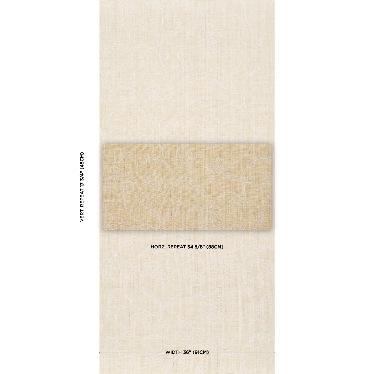 Sconset Embroidered Raffia - Natural - Schumacher 5016430 Wallpaper - Schumacher Wallpaper