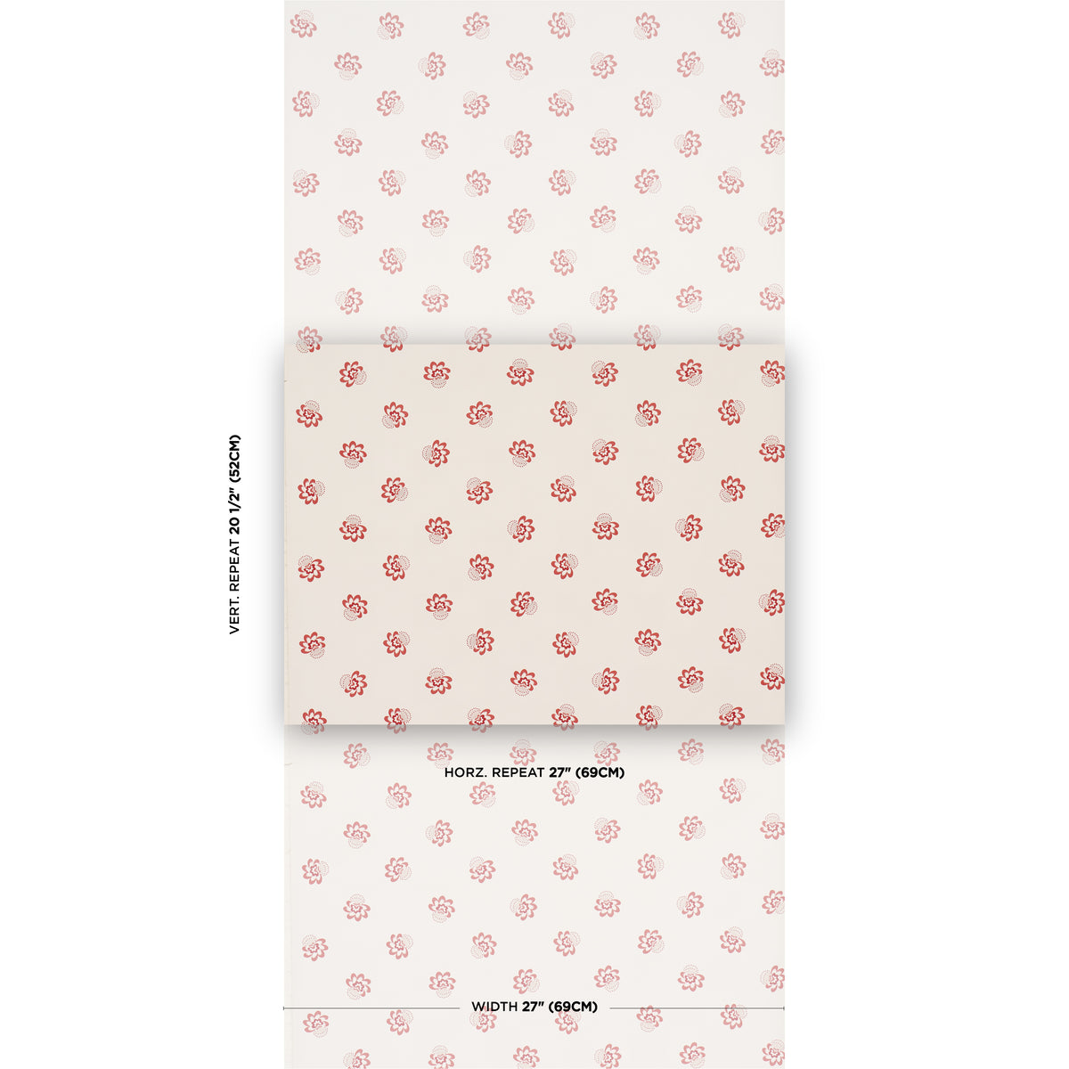 Auclair Floral Red wallpaper by Schumacher, 5016480 — view 2 - Schumacher Wallpaper