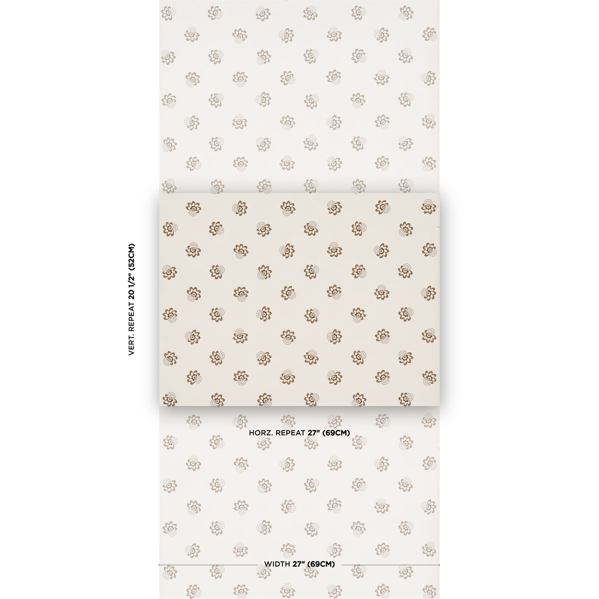 Auclair Floral Brown wallpaper by Schumacher, 5016481 — view 2 - Schumacher Wallpaper