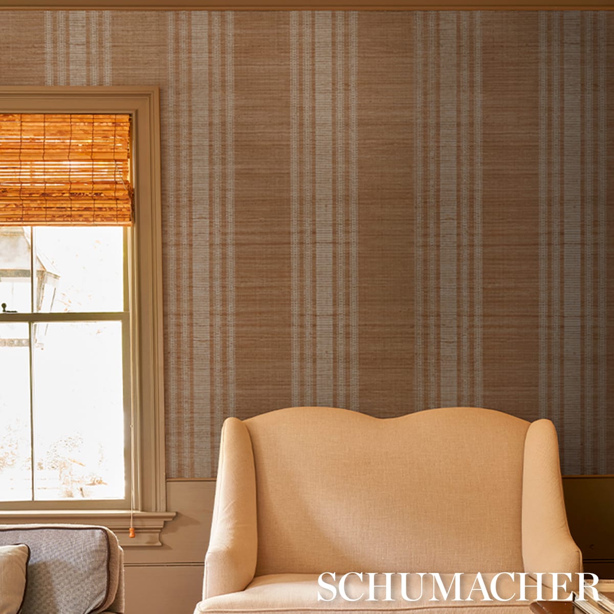 CASSIA-SILK-STRIPE-WALLCOVERING-NEUTRAL-SCHUMACHER-5017450 - Schumacher Wallpaper