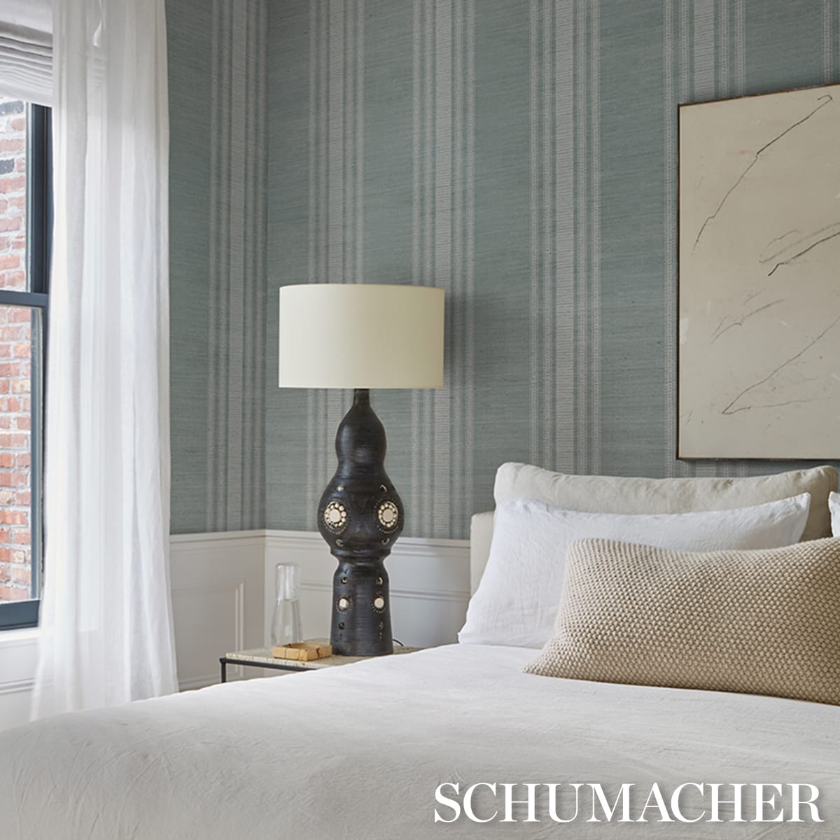 CASSIA-SILK-STRIPE-WALLCOVERING-SKY-SCHUMACHER-5017452 - Schumacher Wallpaper
