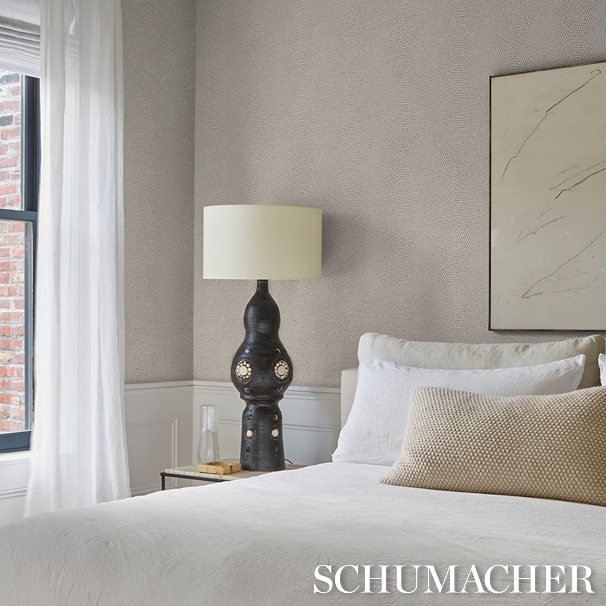 SNAKESKIN-VINYL-IVORY-SCHUMACHER-5017500 - Schumacher Wallpaper