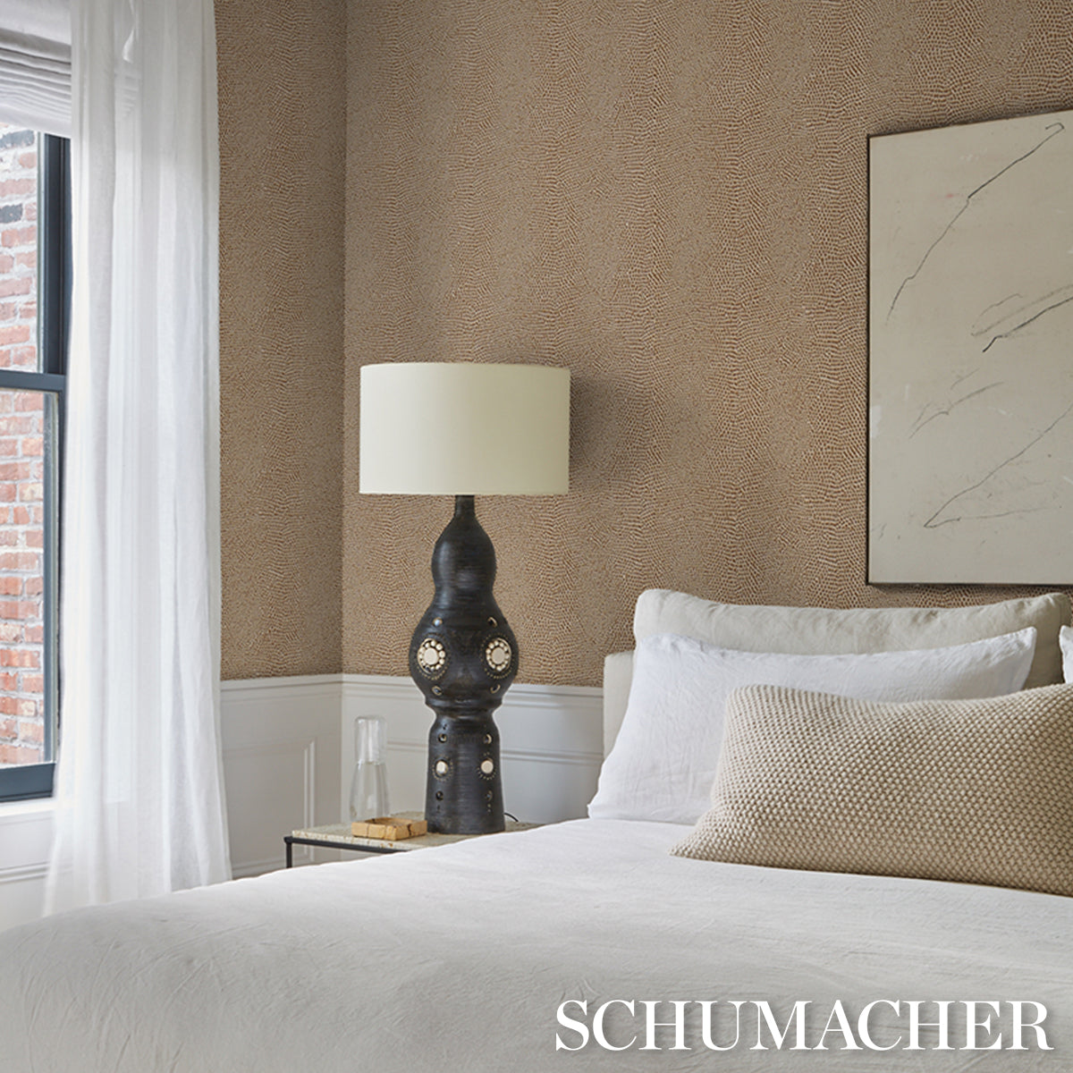 SNAKESKIN-VINYL-SAND-SCHUMACHER-5017501 - Schumacher Wallpaper
