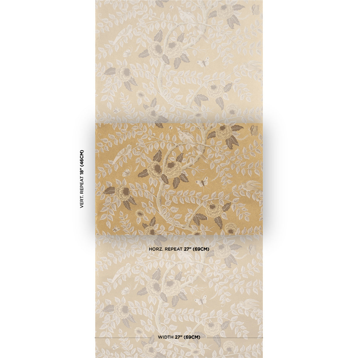 TOLE-BIRD-GOLD-SCHUMACHER-5017540 - Schumacher Wallpaper
