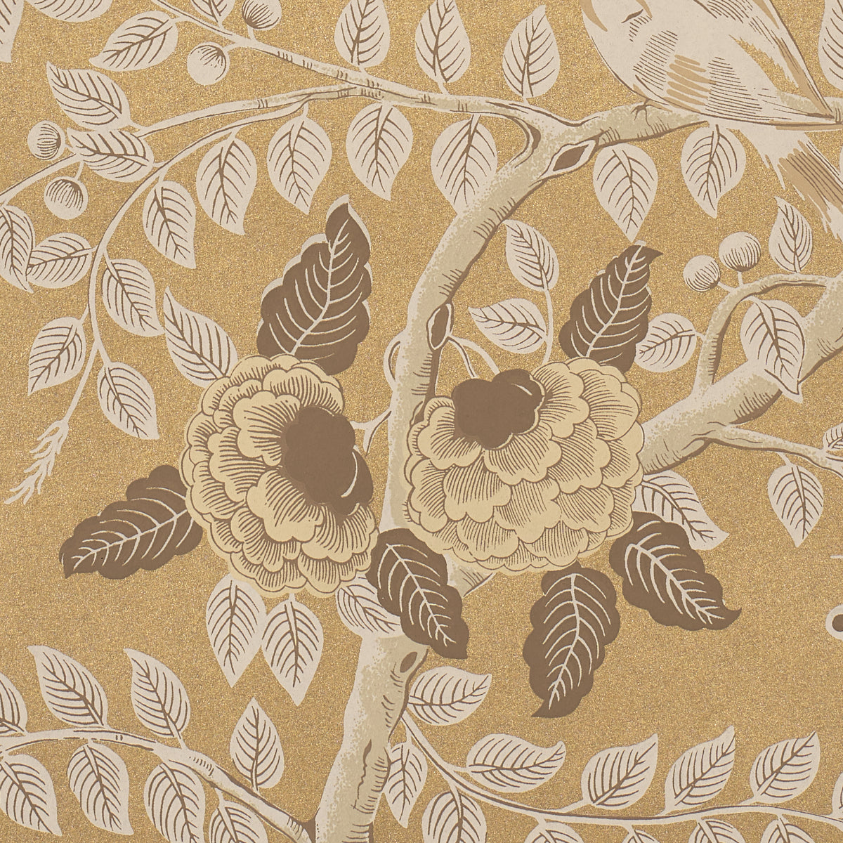 TOLE-BIRD-GOLD-SCHUMACHER-5017540 - Schumacher Wallpaper