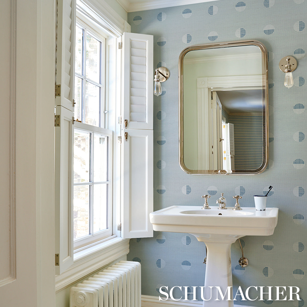 Ando Hand Blocked Sisal - Chambray - Schumacher 5017700 Wallpaper - Schumacher Wallpaper