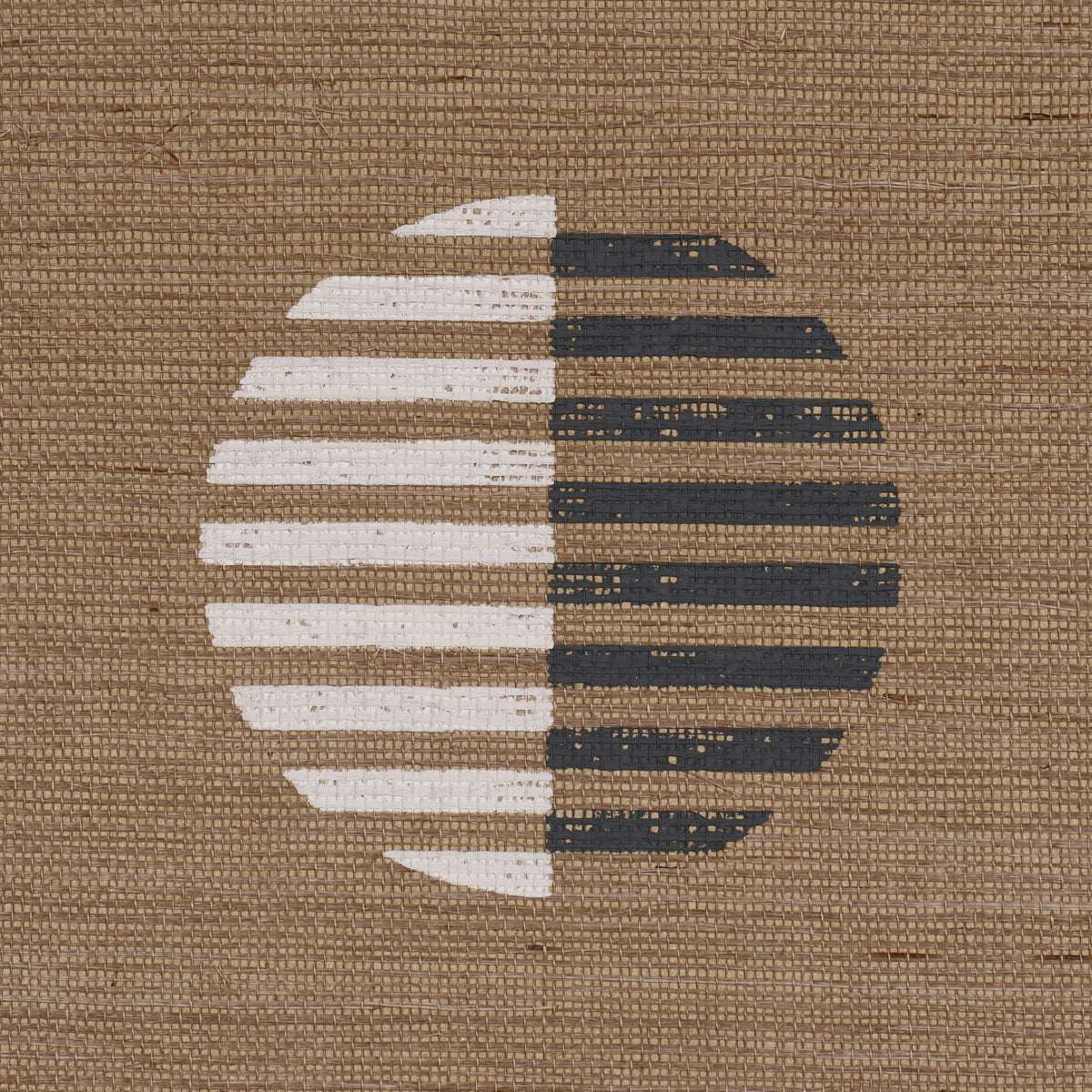 Ando Hand Blocked Sisal - Ivory & Charcoal On Natural - Schumacher 5017702 Wallpaper - Schumacher Wallpaper