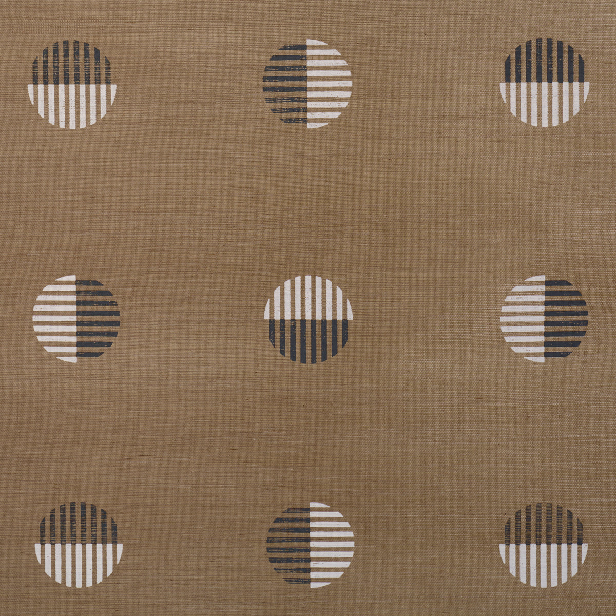 Ando Hand Blocked Sisal - Ivory & Charcoal On Natural - Schumacher 5017702 Wallpaper - Schumacher Wallpaper
