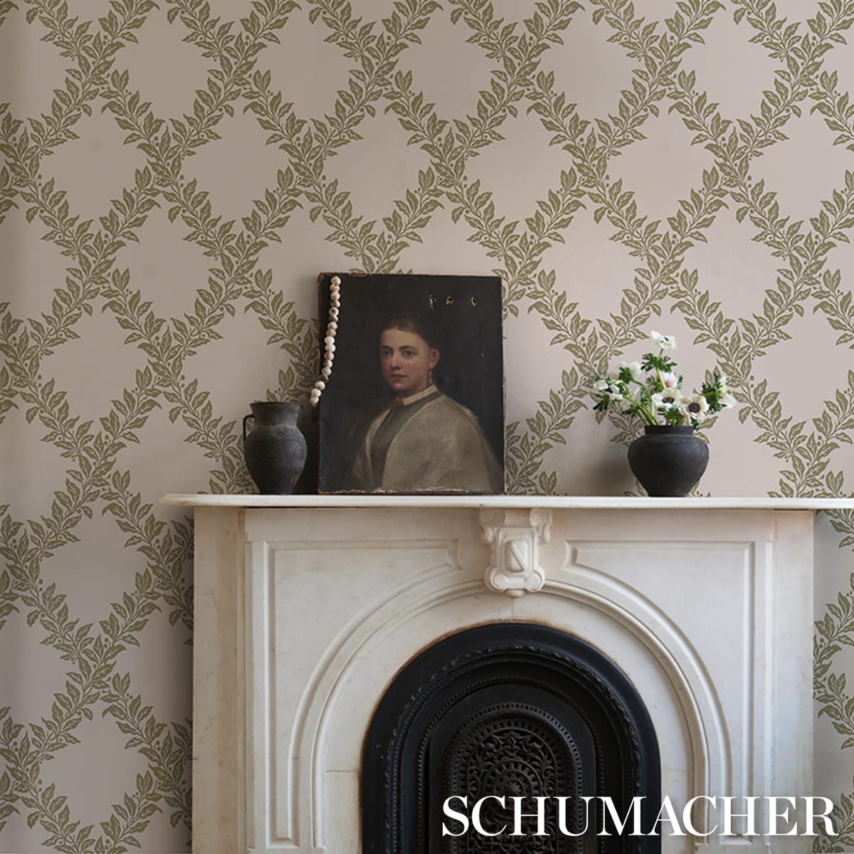 TYNINGHAME-TRELLIS-SAGE-SCHUMACHER-5017750 - Schumacher Wallpaper