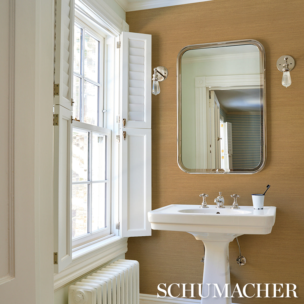 Hemp Shimmer - Gold Shimmer - Schumacher 5017770 Wallpaper - Schumacher Wallpaper