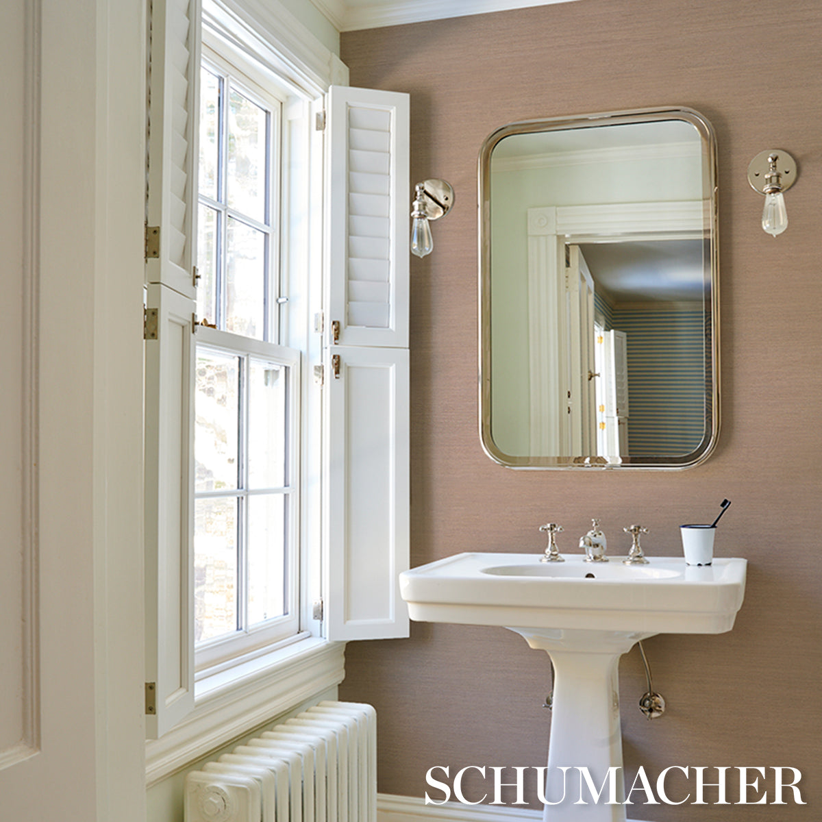 Hemp Shimmer - Taupe Shimmer - Schumacher 5017771 Wallpaper - Schumacher Wallpaper