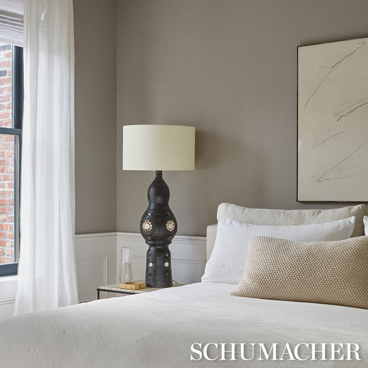 Bori Jute Weave - Bleached - Schumacher 5017820 Wallpaper - Schumacher Wallpaper