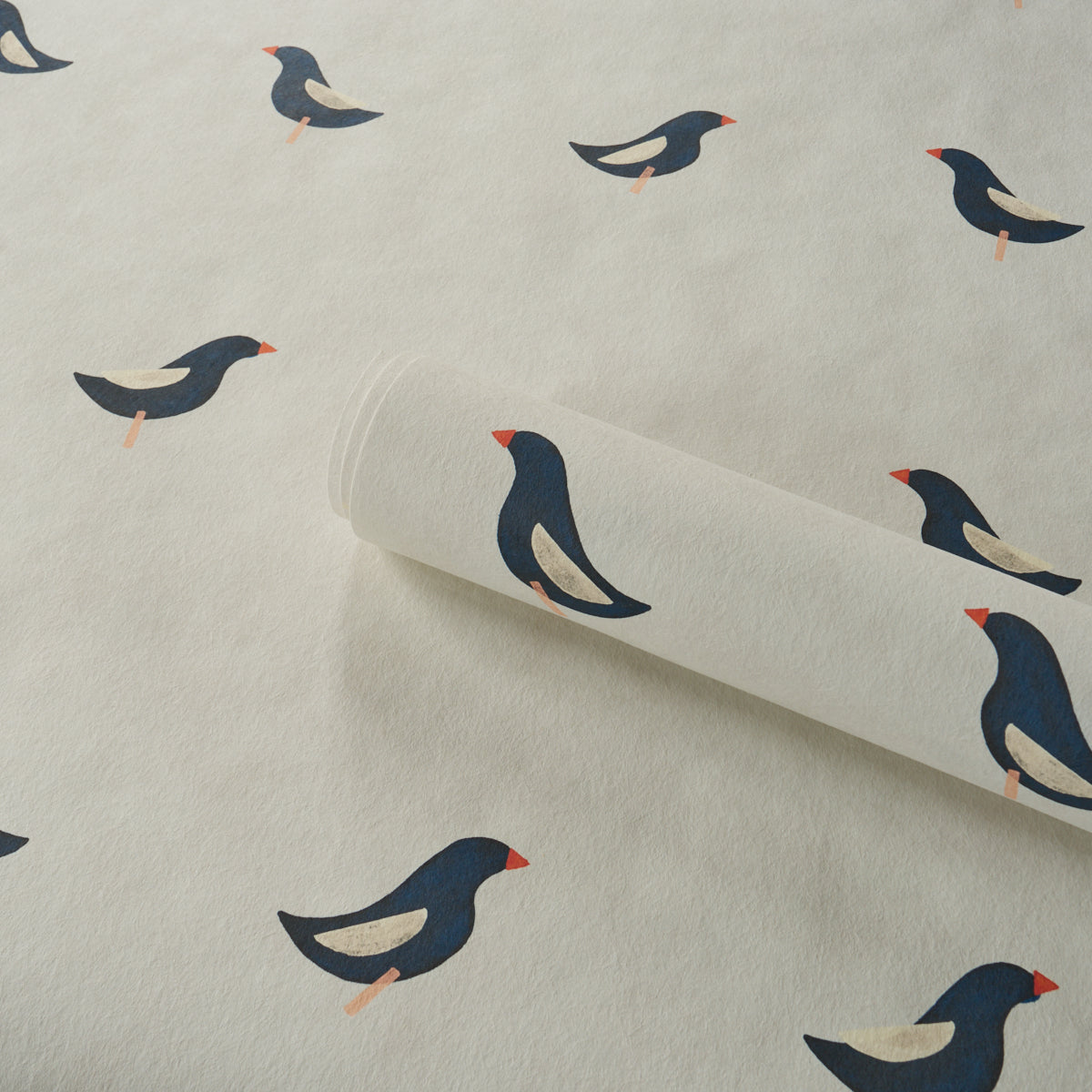 Birds Print - Black On Natural - Schumacher 5017890 Wallpaper - Schumacher Wallpaper
