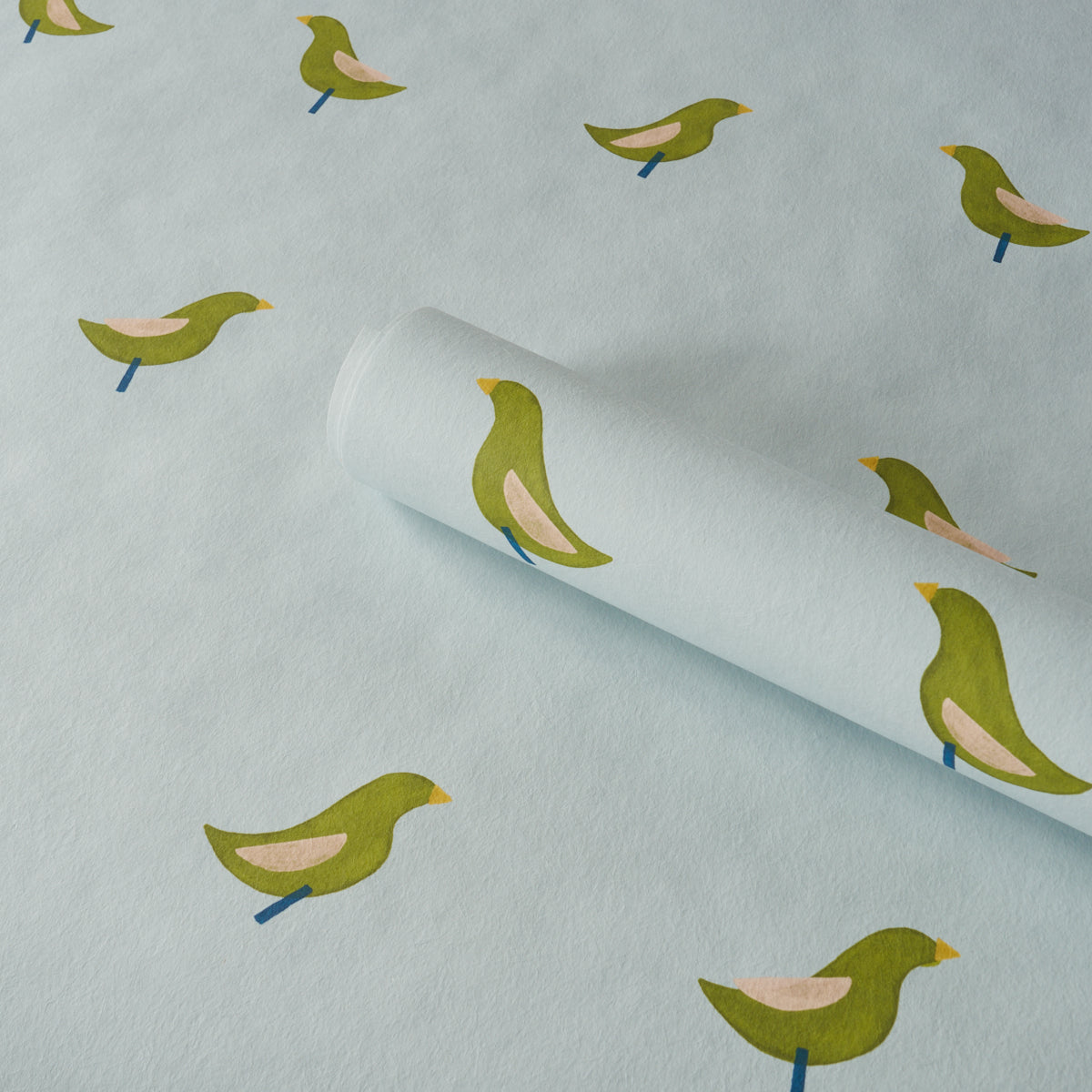 Birds Print - Green On Sky - Schumacher 5017891 Wallpaper - Schumacher Wallpaper