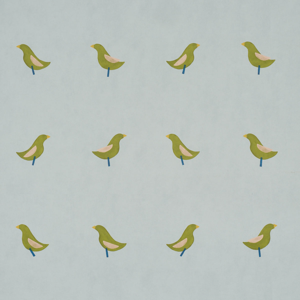 Birds Print - Green On Sky - Schumacher 5017891 Wallpaper - Schumacher Wallpaper