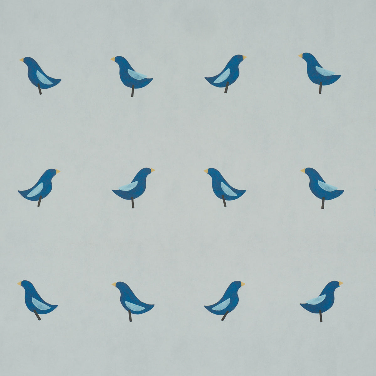Birds Print - Navy On Sky - Schumacher 5017892 Wallpaper - Schumacher Wallpaper