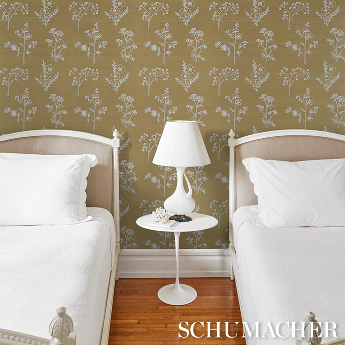 LISBETH-EMBROIDERED-SISAL-OLIVE-SCHUMACHER-5017910 - Schumacher Wallpaper